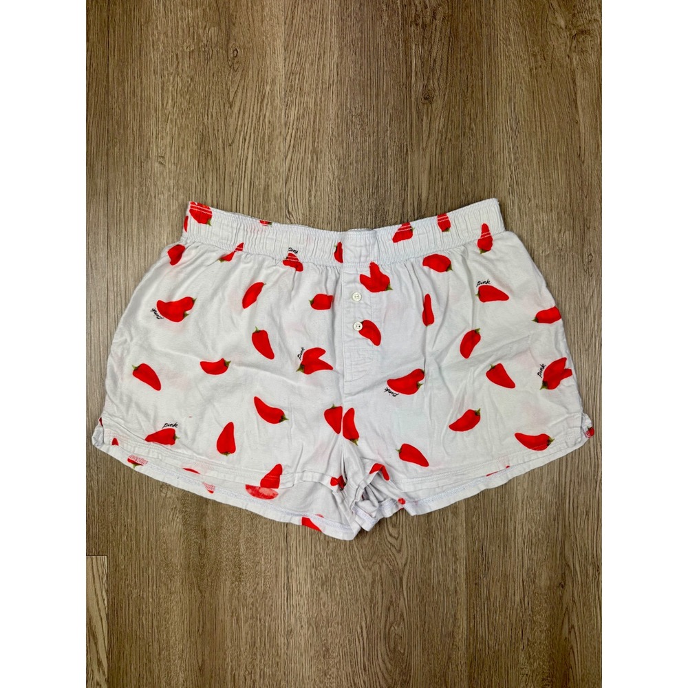 PINK Victoria's Secret Chili Pepper Print Lounge Sleep Shorts Women's XS Boxers - Picture 2 of 5